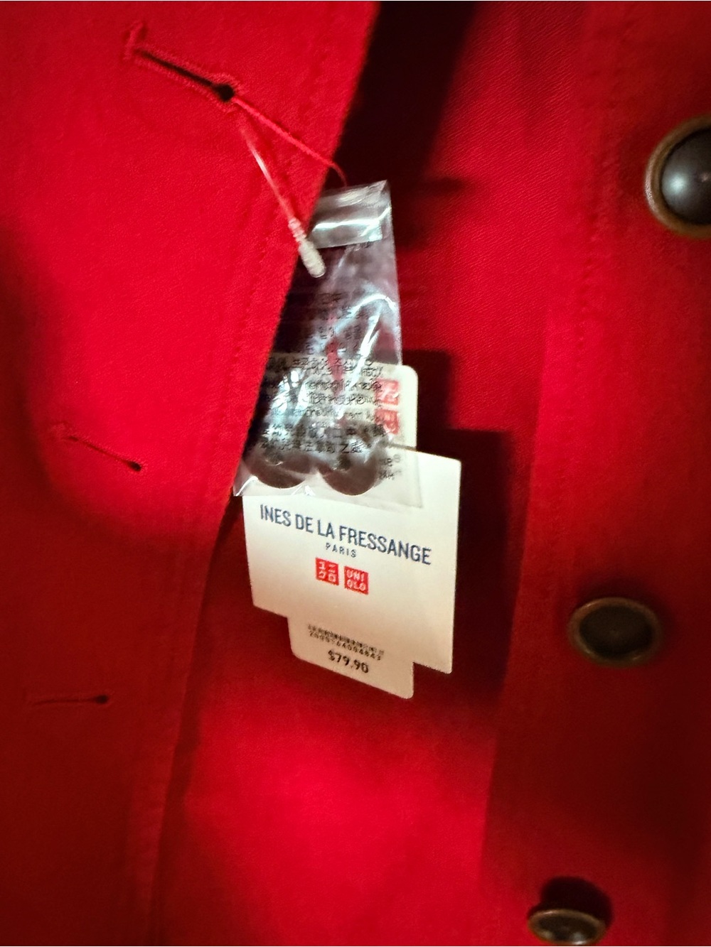 UNIQLO Red Button-Front Women's Blazer Jacket - Picture 3 of 3